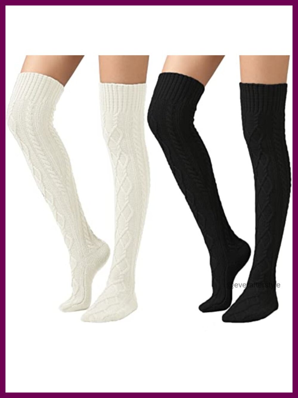 Cable Knit Thigh High Boot Socks Extra Long Winter Leg Warmers